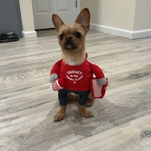 Red Target Dog Outfit with Denim Pants Halloween costume